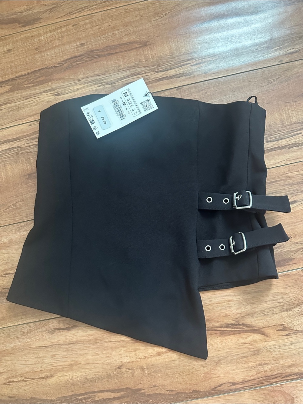 Zara Black Asymmetrical Buckle Skirt